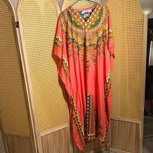 Vibrant Peach Kaftan Dress